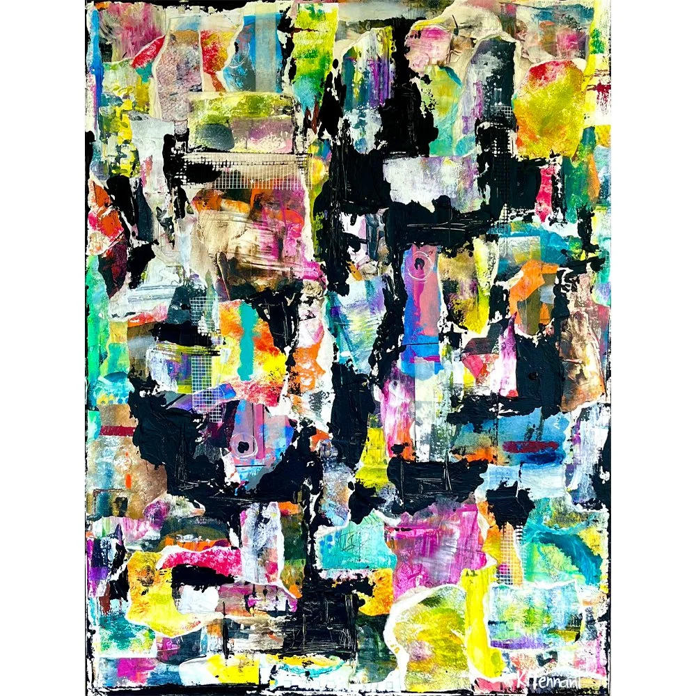 Colours Of The City Original Abstract Mixed Media Collage Art